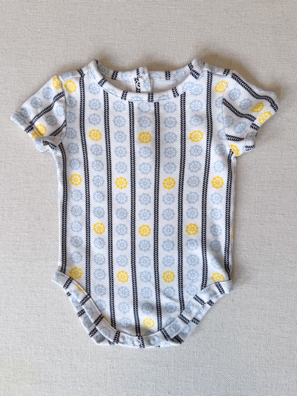 Janie and Jack Nautical AOP Short Sleeve Cotton Onesie Bodysuit 0-3M